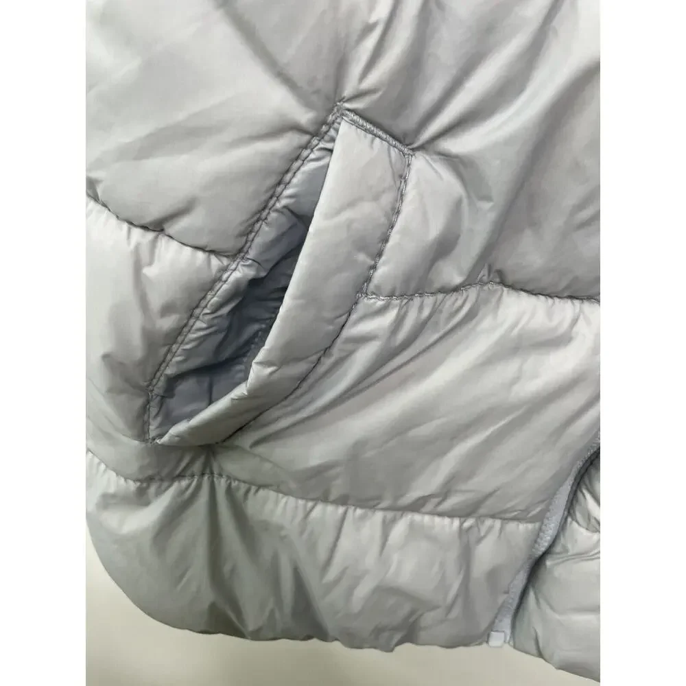 Old Navy Girls XL (14)‎ Puffer Vest Full Zip Grey Blue Fleece Lined Snow Skiing